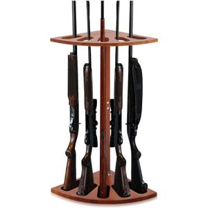 Corner Indoor Gun Rack Wooden 5 Gun Rifle Rack Floor Stand Vertical Shotgun Display Stand for Wall Home Garage Office Storage