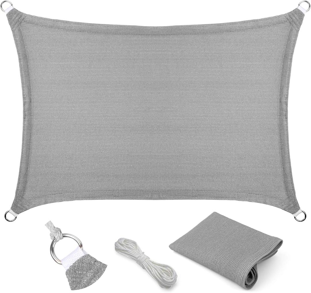 Eden's Decor 6' x 8' Grey Sun Shade Sail Outdoor Canopy Rectangular Awning Fabric Cloth Screen for Patio Garden Backyard Pergola Custom Size