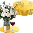 10" Acrylic Round Mirrors Centerpieces for Tables 12 PCS Round Mirror Trays Candle Plate Set Centerpiece Table Decorations for Wedding,Baby Shower, Christmas,Wall Decor,1mm Thick(Gold)
