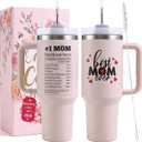 Mothers Day Gifts for Mom, Best Mom Ever Tumbler with Handle 40oz - Moms Birthday Gift Ideas from Daughter, Son, Mama Coffee Tumbler - Christmas Gift Best Mom Ever Mug