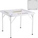 VEVOR Mahjong Table, Square 4 Player Folding Card Table with 4 Cup Holders & 4 Chip Trays, Portable Domino Game Table with 1 Set of Dominoes for Mahjong Poker Puzzles, 35.4 x 35.4-inch, White