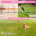 Dog Agility Course Backyard Set, Dog Agility Equipment, Pet obstacle Course Backyard with 6 Dual Mode Weave Poles, 2 Adjustable Hurdle, Jump Ring, Tunnel, Pause Box, Toy Balls and 2 Carrying Bags,Pink