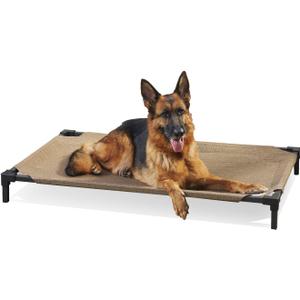 Coolaroo Pro Elevated Dog Bed - Low-Profile Access, Moisture-Resistant Cover, Breathable Fabric & Tool-Free Setup, Nutmeg, Standard