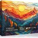 Mountain Puzzles for Adults 1000 Pieces, Nature Tree River Canyon Sunset Forest Landscape Jigsaw Puzzle Scenic, Colorful Paper Cut Art Themed, Difficult Hard Impossible Challenge for Adults