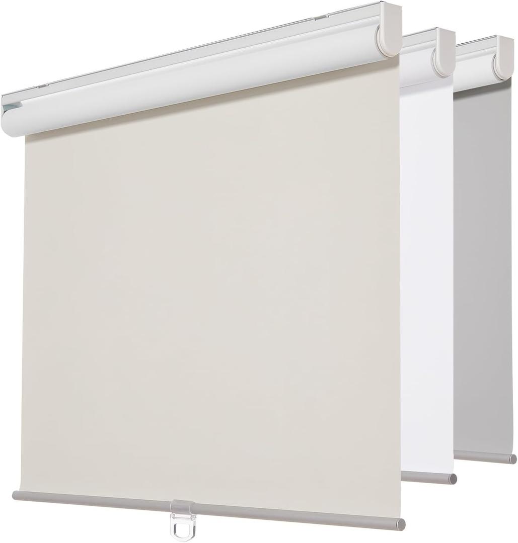 Persilux Roller Window Shades Cordless Blinds Window Blinds 100% Blackout Roller Shades UV Protection Energy Saving Window Treatment for Windows, Home and Office (35" W x 72" H, Beige)