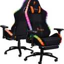 Frassie RGB Gaming Chair with Footrest and LED Lights, High Back Reclining Video Game Chair Ergonomic Computer Gamer Chair with Lumbar Support