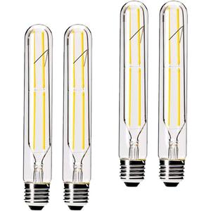 Dimmable 6W Tubular LED Bulbs, 3000K Warm White,Edison Style Filament Light Bulb, T10 Vintage Bulb 60 Watt Equivalent, E26 Medium Base 550LM,Clear Glass Cover, 7.3in(185mm),4-Pack