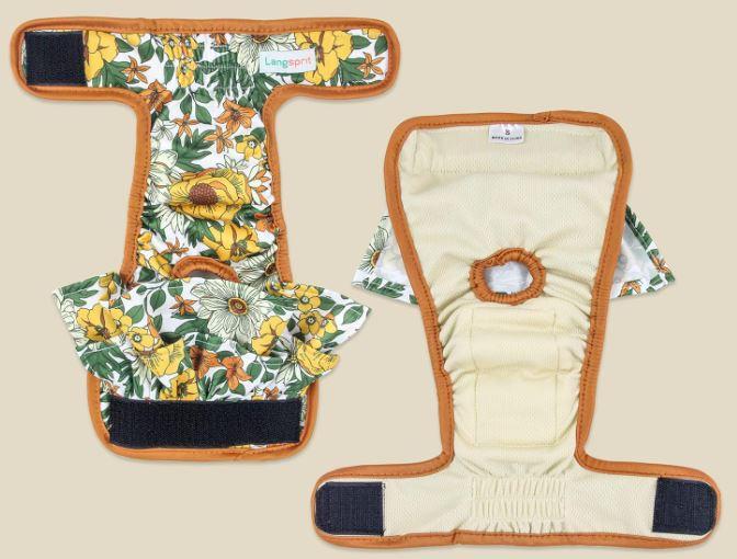 Langsprit Washable Female Dog Diapers - Reusable Dog Diapers for Female Dogs - Highly Absorbent Dog Dresses for Dogs in Period, Heat or Excitable Urination(Medium)