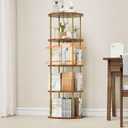 Rotating Bookshelf, 4 Tier Spinning Bookshelf Tower, 360° Display Unique Round Bookcase, Floor Standing Corner Revolving Bookshelf Storage Organizer for Small Spaces, Home Study Office, Gold
