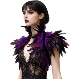 L'VOW Gothic Real Natural Feather Shrug Shawl Shoulder Wrap Cape Victorian Collar