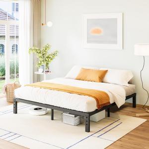 12 Inch Metal Platform King Size No Box Spring Needed, Heavy Duty Bed Frame Easy Assembly, Noise Free, Black