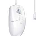 USB C Wired Mouse, Type C Optical Mouse, Portable Silent Comfortable, for Laptop, Mac, MacBook, Android, PC, White