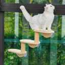 Cat Window Ladder 3Levels for Indoor Cats Climbing Wood Window Shelf Cats Play and Watch Birds