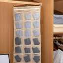 Hanging Fabric Storage Organizer With Multiple Pockets Space-Saving Closet Storage Solution, Beige 12+18 grid (Medium)