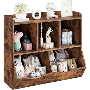 IDEALHOUSE Toy Bookshelf and Bookcase, Multi Shelf with Cubby Organizer Cabinet for Storage Books and Toys, for Bedroom, Playroom, Hallway (Wood)