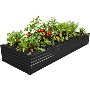DIIYIV 12x4x1.5FT Galvanized Raised Garden Bed,Vegetable Boxes-Rectangle Metal Flower Box,Large Planter Raised Beds Outdoor Garden for Planting,Fruit,Herb-Black
