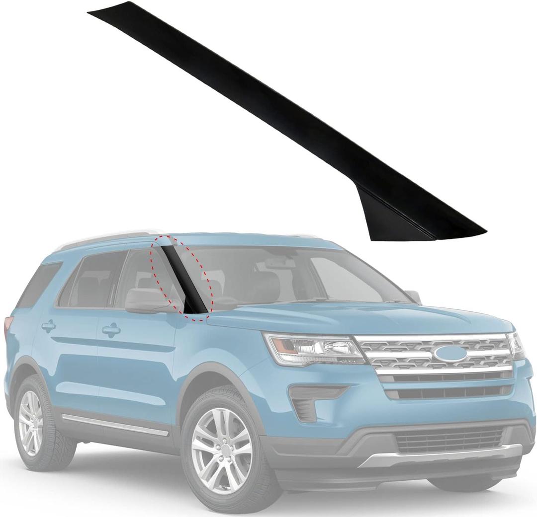CARMOCAR A-Pillar Front Molding Windshield Outer Trim Right (Passenger Side) Replacement for Ford Explorer 4 Door Utility 2011-2019 Replaces BB5Z-7803145-AA BB5Z-7803137-AB 1 Pack (Outer(Right 1 PACK))
