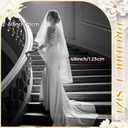 Jiuguva White Bridal Veil 2 Tier Wedding Veil with Horsehair Trim Comb Tulle Veils for Brides Shower Wedding Party Gift