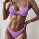 ZAFUL Women's Ribbed Underwire Bikini Set High Cut Colorblock V Notch Swimwear Printed High Leg Swimsuit (Black) Small