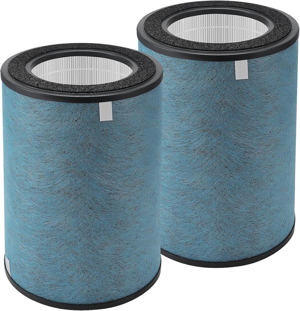2 Pack HP301 HP302 HP305 Replacement Filter Compatible with Shark HP301,HP302 Air Purifier MAX,HP201 HP202 and HC501 HC502 Air Purifier MAX,Part #:HE3FKPET