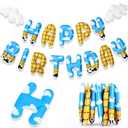 TaoBary 2 Pcs Toy Inspired Theme Reusable Birthday Banner Felt Garland Pre Strung Game Ball Decorations Personalized Cartoon Sign for Birthday Party Photo Prop Supplies