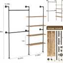 Industrial Pipe Clothing Rack Wall Mounted Heavy Duty, Space Saving Garment Hanger System for Wardrobe/Walk-in Closet,Black