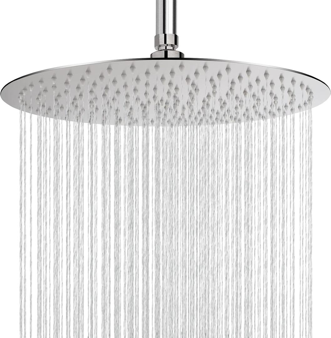 NearMoon Rain Shower Head, Ultra-Thin Design-Pressure Boosting, Awesome Some Experience, High Flow Stainless Steel Rainfall Head (16 Inch, Brushed Nickel)