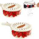 2Pcs Fruit Washing Bowl with Strainer,Fruit Strainer Container with Lid,Fruit Washing Basket for Sink with Foldable Handle Drain Container for Berries Vegetables,Fridge Storage Container