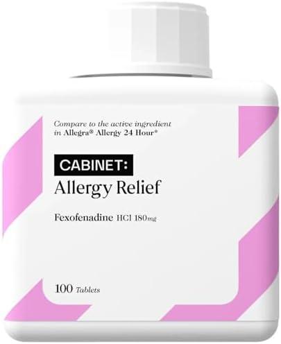 Cabinet: 24-Hour Non-Drowsy Allergy Relief Fexofenadine Hydrochloride 180mg | Antihistamine for Pollen, Hay Fever, Dry, Itchy Eyes | Kids, Adults (Compare to Allegra Tablets) (100 Count (Pack of 1))