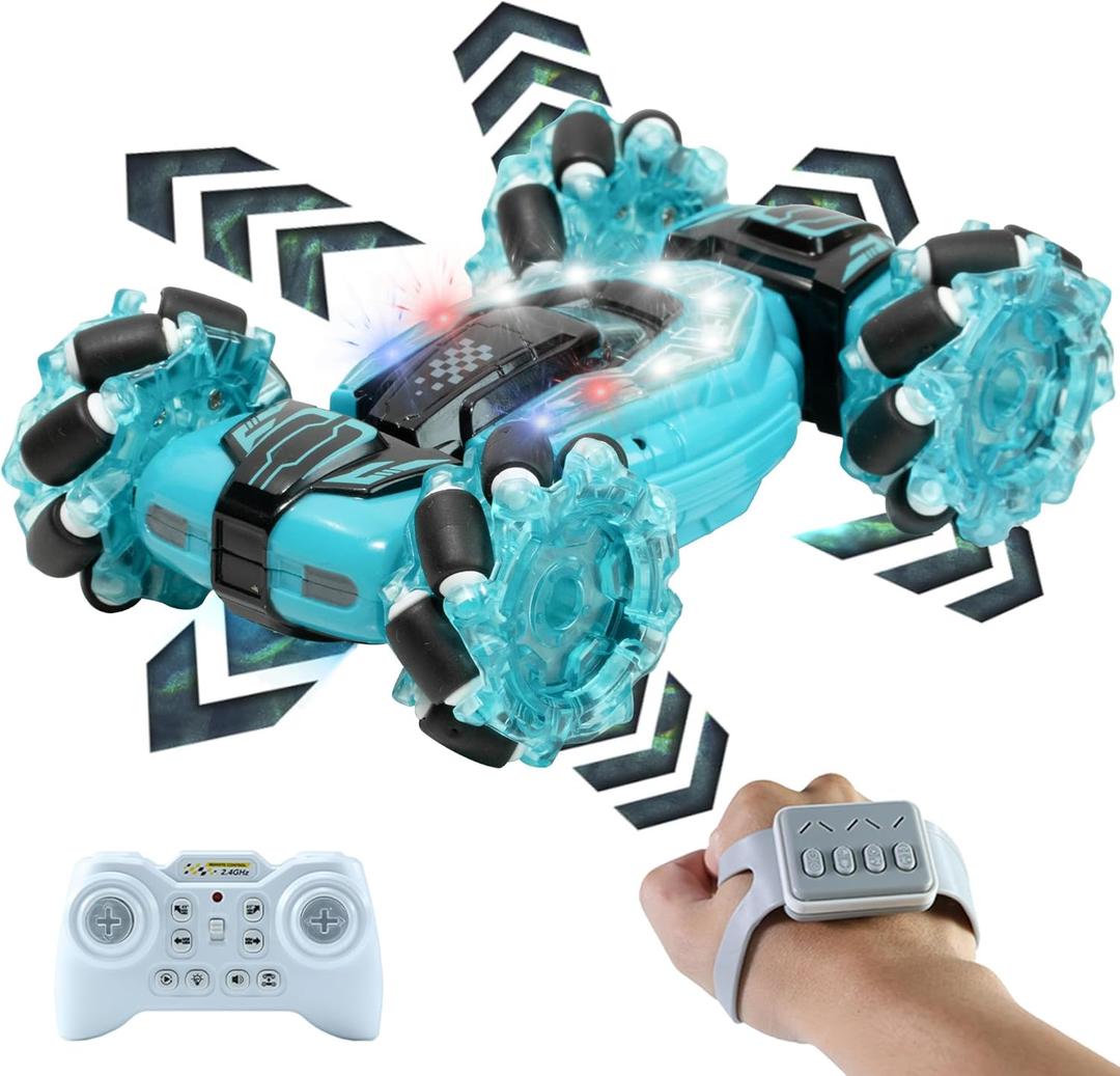 GRANTLEY Remote Control Car, Gesture Sensing RC Stunt Car, 4 WD Off-Road Race Car, 2.4Ghz Hand Controlled Remote Control Drift Cars for 4-6 8-12 Boys Girls Kids (Blue)