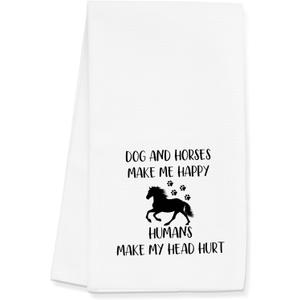 Dog and Horse Lover Towels Gifts for Women, Funny Dog and Horse Towels for Kitchen Bathroom Decor (16x24 inches)