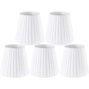 GO&SO Chandelier Lamp Shades - White Small Lamp Shades Set of 5, Clip-on Fitter Lampshade, Only for Candlestick Bulbs, 4" X 6" X 5" Natural Linen Lamp Shade For Chandeliers, Wall Lamps -Handcrafted