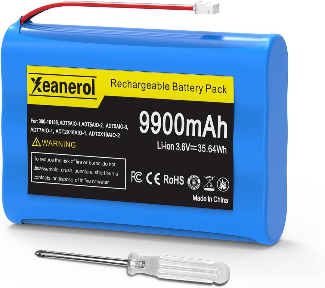 9900mAh 3.6V Battery Replacement for ADT Command Smart Security Panel ADT5AIO-1 ADT5AIO-2 ADT5AIO-3 ADT2X16AIO-2 ADT7AIO-1 2X16 AIO ADT2X16AIO-1 Battery 300-10186
