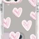 NITITOP Compatible with iPhone 13 Pro Case Cute Glossy Mirror Love Heart Pattern for Women Girls Pink Frame Design Shockproof Silver Protective Phone Cover - Pink Heart