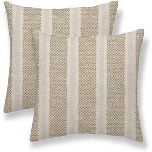 Tan Khaki Polka Dot Pillow Covers 18 x 18 Inch Set of 2 Boho Striped Decorative Outdoor Throw Pillow Covers Linen Modern Geometry Cushion Cases for Home Sofa Couch Living Room Decor