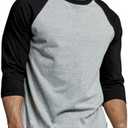 Blue Lemon Men's Cotton 3/4 Sleeve Baseball Raglan TEE Shirt (Gray, M)