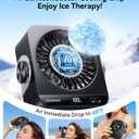KIMMOO USB Desk Fan for Bedroom, 199 Speeds Turbo Airflow, Portable Fan with Ice Cooling, Digital Display Quiet Table Fan, 270 Rotating Small Rechargeable Battery Desktop Fans for Home Office (Black)