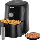 4.2 QT Air Fryer Oven Cooker with Two Independent Frying Baskets, Pizza Pan Temperature and Time Control Dishwasher Non-stick Basket 6 Cook Presets (Black-Knob) (4.2QT with Pizza Pan &Two basket)