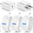 Genuine 20W USB C Charger Block - 2 Pack Fast Charger For iPhone 15/16, iPad Pro, AirPods, Samsung - 3 Pack 10ft USB-C Cable (White)