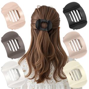 Flat Hair Clips for Women, 6 Pack Flat Claw Clip Non-Slip Grip For Thick Thin Hair, Comfortable Stylish Perfect for Everyday Styling Shopping (Multicolor)