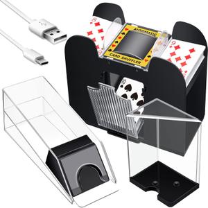 Aoriher Blackjack Game Combo Set Including Blackjack 6 Deck Automatic Card Shuffler 6 Shoe and 6 Tray for 10 Cut Cards for Casino, Party Night