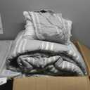 Chic Home Emma Queen 4-Piece Striped Seersucker Comforter Set, 2 Pillow Shams, 1 Decorative Pillow - Grey