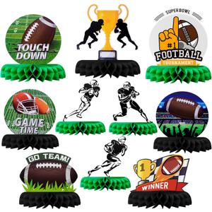 10PCS Football Party Decorations Football Honeycomb Centerpieces for Table Toppers for Football Game Birthday Party Favors