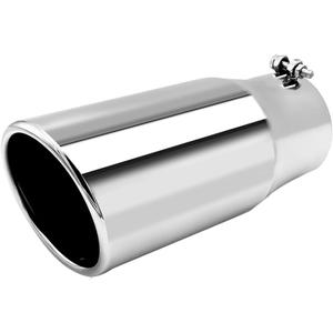 Exhaust Tip 5", 8" outlet 15" Length Bolt On Design Truck Tail Tip,Polished, Rolled Angle Cut Design