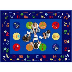 Large Classroom Rug, 6.56Ft 9Ft ABC Rugs for Kids Playroom, Education Classroom Carpet Elementary for Learning Alphabet, Numbers, Words, Area Preschool Playmat for Daycare Kindergarten
