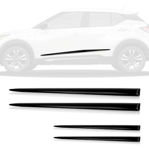 4PCS Body Side Trim Cover, Waterproof Bright Black Universal Door Protector Prevents Dents Scratches Auto Modification Car Door Side Protection Strips