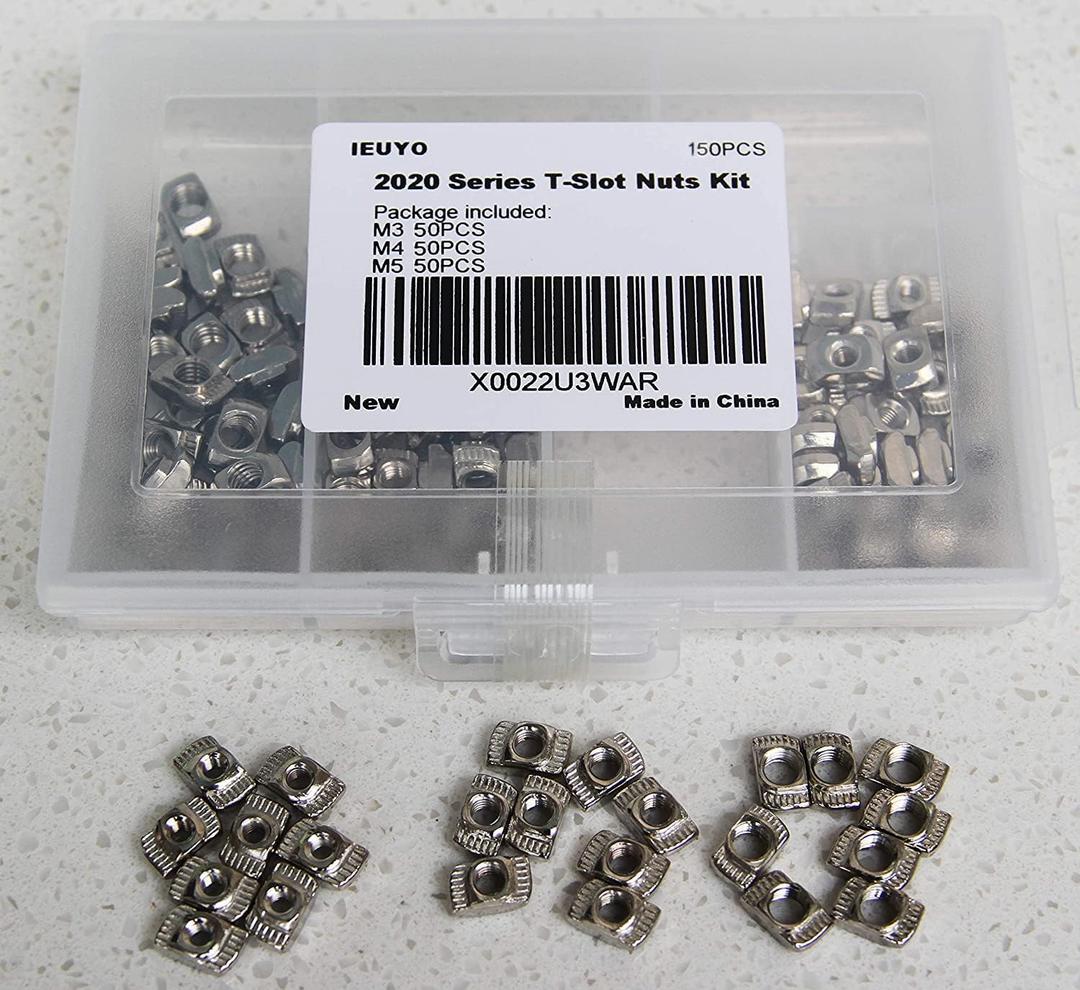 3 x M3 M4 M5 T Slot Nuts for 2020 Aluminum Profiles - 3Sizes 150Pcs Kit - Carbon Steel,Hammer Head T-Slot Fasteners
