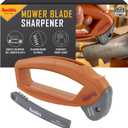 Smiths 50603 Handheld Lawn Mower Blade Sharpener - Oversized Handle & Large Safety Guard - Durable Plastic - Easy to Use - Wire Cleaning Brush - Preset Carbide Blade - Gardening Lawn Care Tools