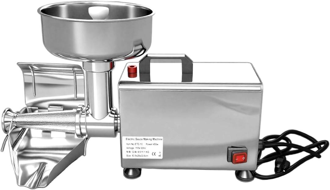 450W Stainless Steel Electric Jam Maker, Commercial Tomato Milling Machine Food Strainer Sauce Squeezer for Soft Fruits Home Kitchen Restaurant