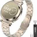 Stainless Steel Watch Band Compatible with Garmin Lily 2/Lily 2 Active, Metal Sport Replacement Strap Quick Release Lightweight Adjustable Wristband for Men Women (Champagne Gold)